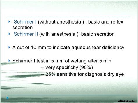 tear assessment test|schirmer test without anesthesia.